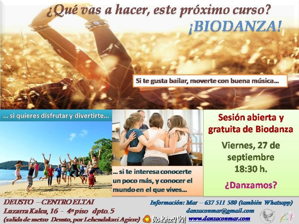 Sesión abierta y gratuita de Biodanza
