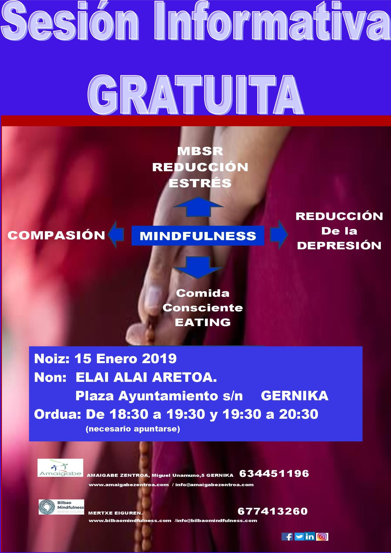SESIONES INFORMATIVAS DE MINDFULNESS/MBSR Y MINDFUL EATING