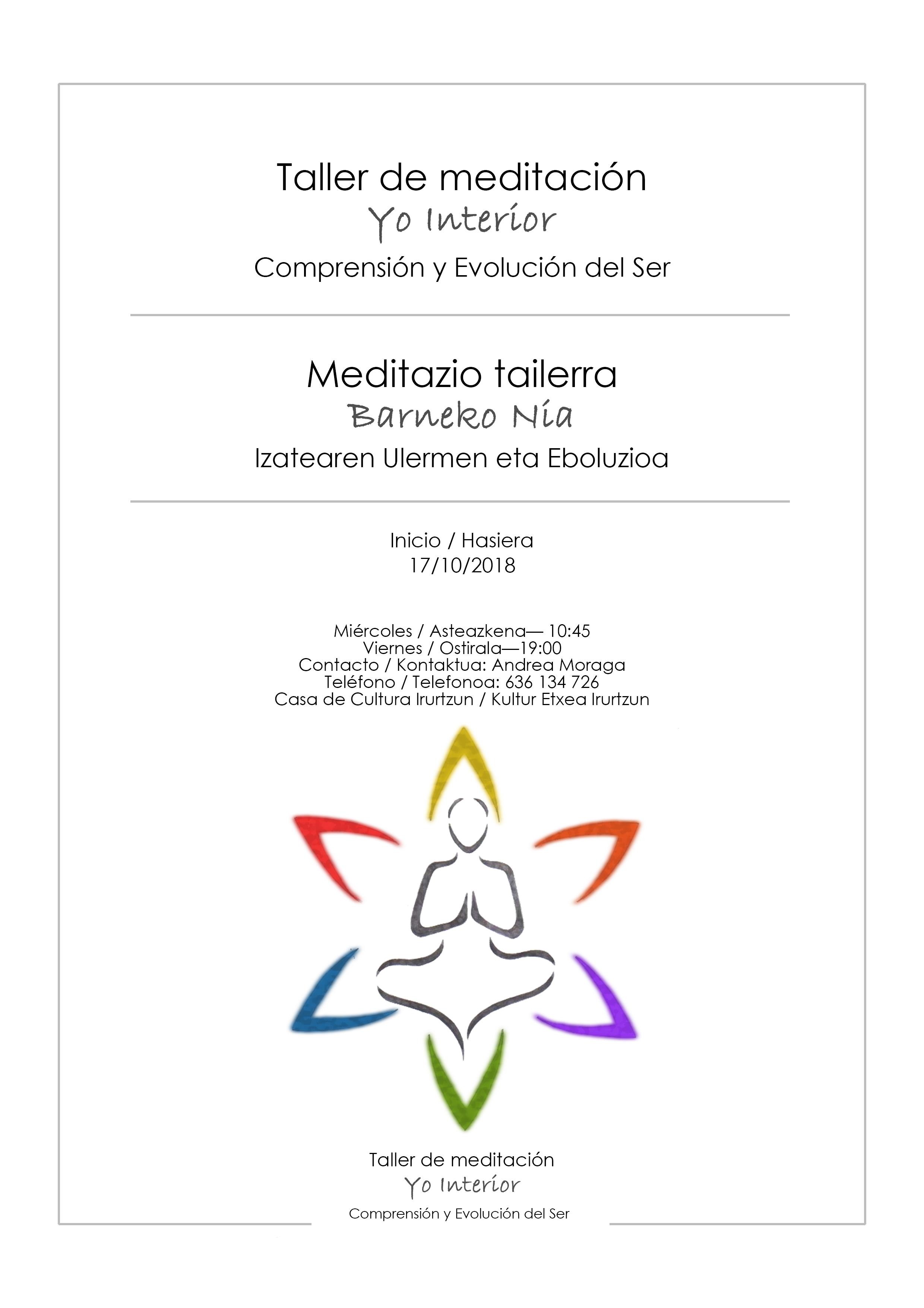 Taller de meditación "Yo Interior" Comprensión y Evolución del Ser