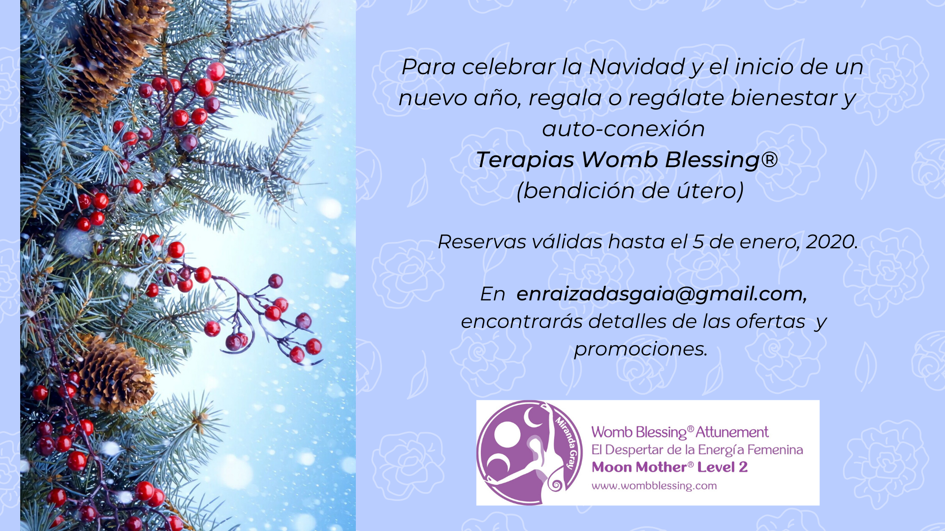 Promoción navideña de terapias Womb Blessing®